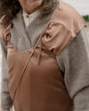 BASERANGE 24 Autumn/Winter Satin Dress Portugal BAS-DRMAX-SS-WI24-ZONG Emerald Brown